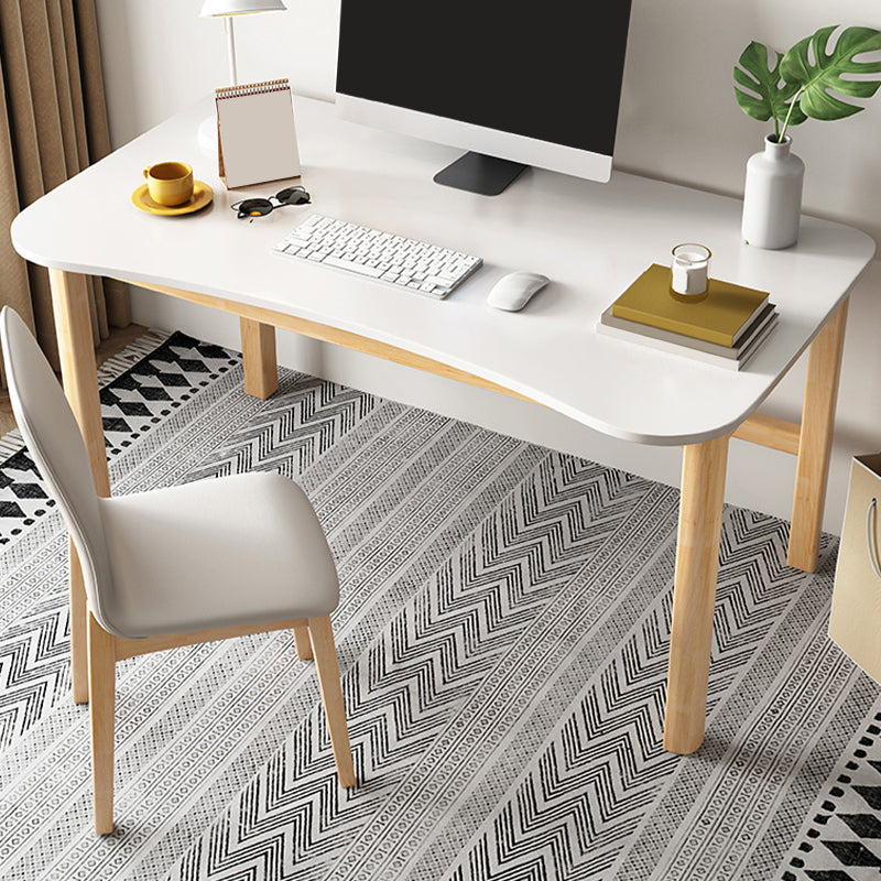 Bureau de bureau en bois de style contemporain Desk de forme de forme irrégulière en rose / vert / blanc