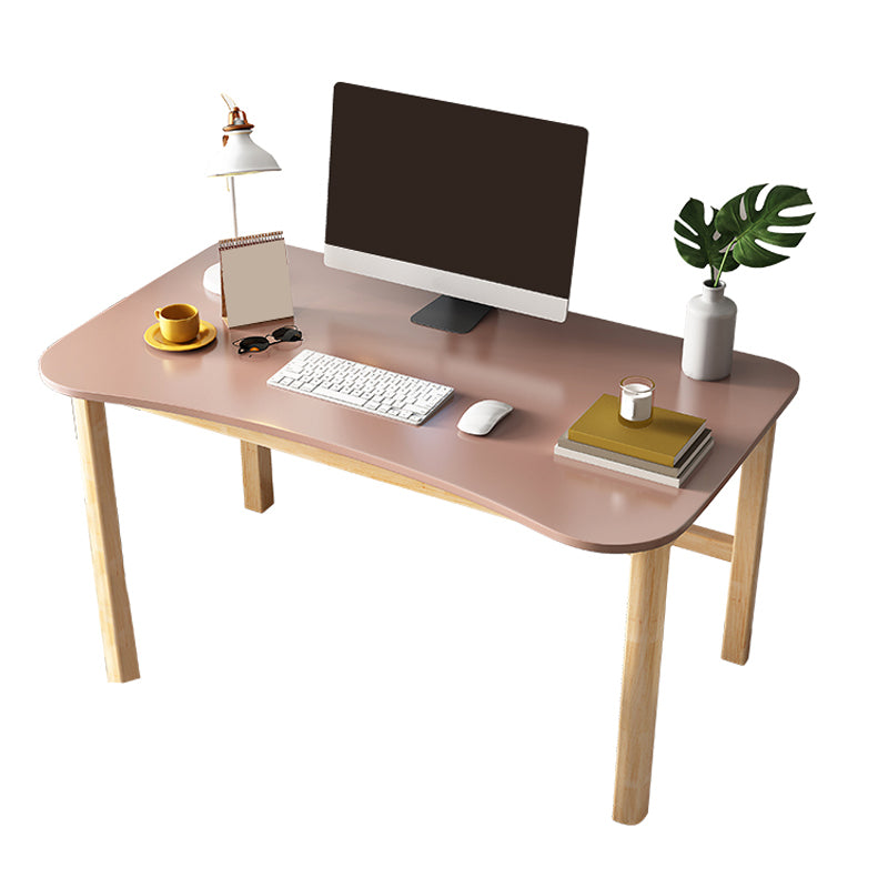 Bureau de bureau en bois de style contemporain Desk de forme de forme irrégulière en rose / vert / blanc