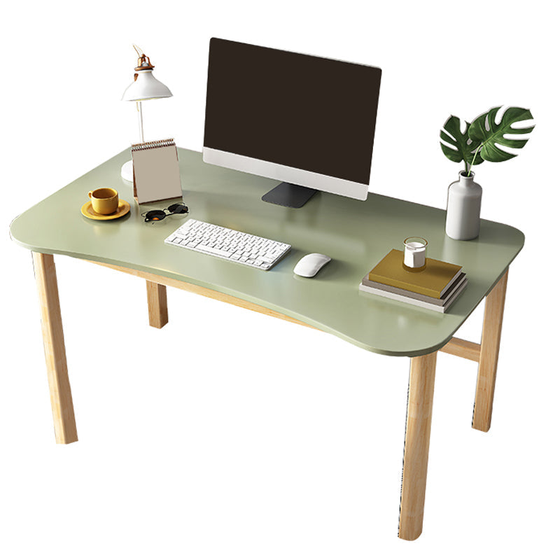 Bureau de bureau en bois de style contemporain Desk de forme de forme irrégulière en rose / vert / blanc