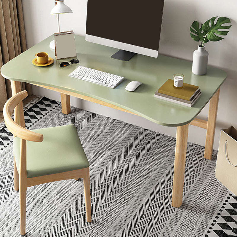 Bureau de bureau en bois de style contemporain Desk de forme de forme irrégulière en rose / vert / blanc