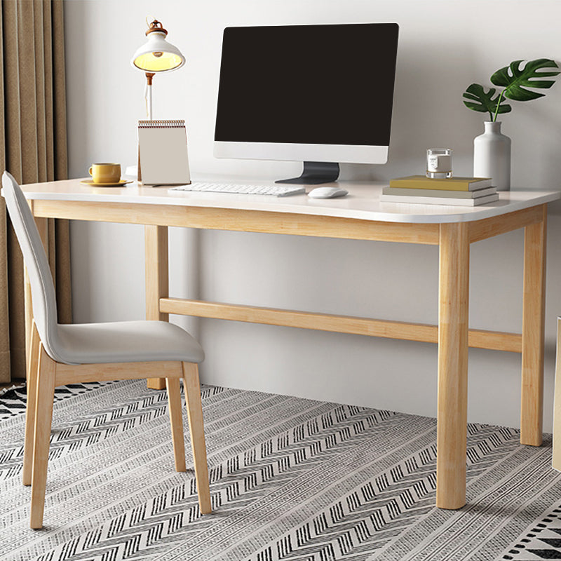 Bureau de bureau en bois de style contemporain Desk de forme de forme irrégulière en rose / vert / blanc