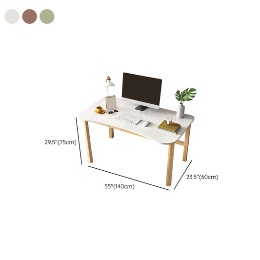 Bureau de bureau en bois de style contemporain Desk de forme de forme irrégulière en rose / vert / blanc