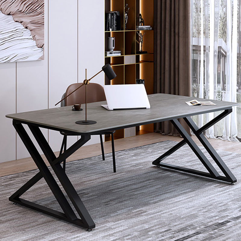 Bureau d'écriture de traîneau en pierre industrielle bureau de bureau en métal rectangulaire