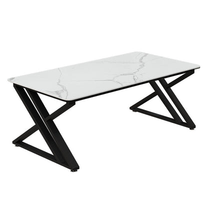 Bureau d'écriture de traîneau en pierre industrielle bureau de bureau en métal rectangulaire