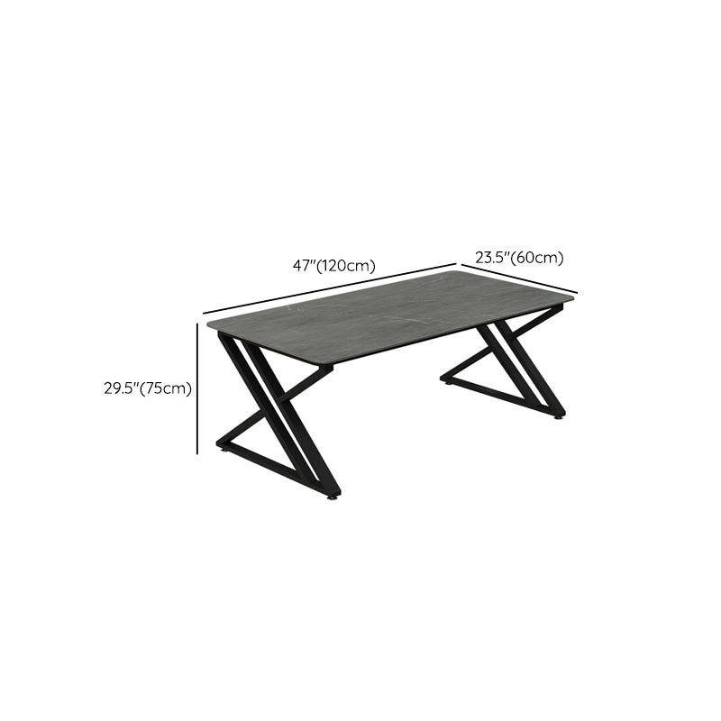 Bureau d'écriture de traîneau en pierre industrielle bureau de bureau en métal rectangulaire
