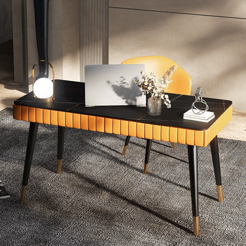 Bureau de bureau en métal incurvé Glam Style Stone Writing Bureau pour le bureau