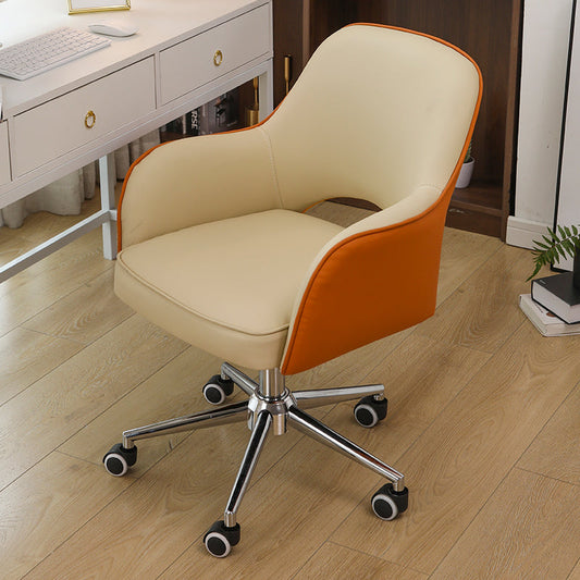 Armless Office Chair Contemporary Desk Chair with Wheels for Living Room Beige 1 Piece
