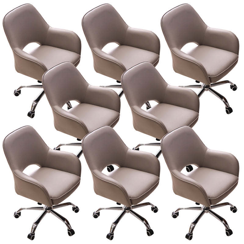 Contemporary Armless Office Chair Leather Distressing Ergonomic Desk Chair with Wheels Grey 8 Piece Set Clearhalo 'furn' 'furn_office_chair' 'Furniture' 'Office Chairs' 'Office Furniture' 'office_chair' 7647836