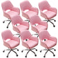 Contemporary Armless Office Chair Leather Distressing Ergonomic Desk Chair with Wheels Pink 8 Piece Set Clearhalo 'furn' 'furn_office_chair' 'Furniture' 'Office Chairs' 'Office Furniture' 'office_chair' 7647850