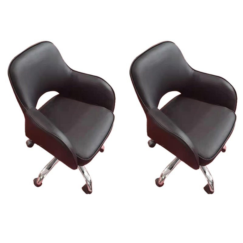 Contemporary Armless Office Chair Leather Distressing Ergonomic Desk Chair with Wheels Black 2 Piece Set Clearhalo 'furn' 'furn_office_chair' 'Furniture' 'Office Chairs' 'Office Furniture' 'office_chair' 7647856