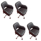 Contemporary Armless Office Chair Leather Distressing Ergonomic Desk Chair with Wheels Black 4 Piece Set Clearhalo 'furn' 'furn_office_chair' 'Furniture' 'Office Chairs' 'Office Furniture' 'office_chair' 7647857