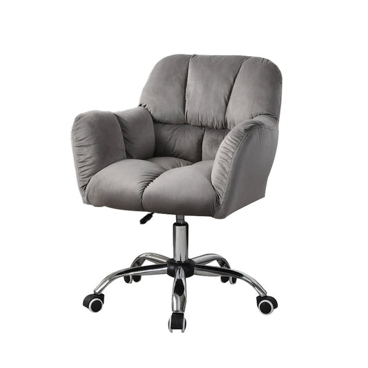 Armless Office Chair Distressing Ergonomic Desk Chair with Wheels for Room Grey 1 Piece