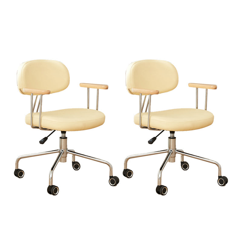 Modernism Fixed Arms Office Chair Desk Chair with Wheels for Home Yellow 2 Piece Set Clearhalo 'furn' 'furn_office_chair' 'Furniture' 'Office Chairs' 'Office Furniture' 'office_chair' 7647930