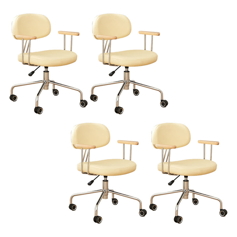 Modernism Fixed Arms Office Chair Desk Chair with Wheels for Home Yellow 4 Piece Set Clearhalo 'furn' 'furn_office_chair' 'Furniture' 'Office Chairs' 'Office Furniture' 'office_chair' 7647931