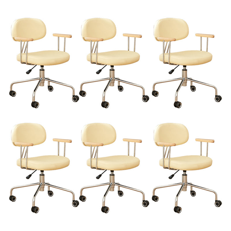 Modernism Fixed Arms Office Chair Desk Chair with Wheels for Home Yellow 6 Piece Set Clearhalo 'furn' 'furn_office_chair' 'Furniture' 'Office Chairs' 'Office Furniture' 'office_chair' 7647933