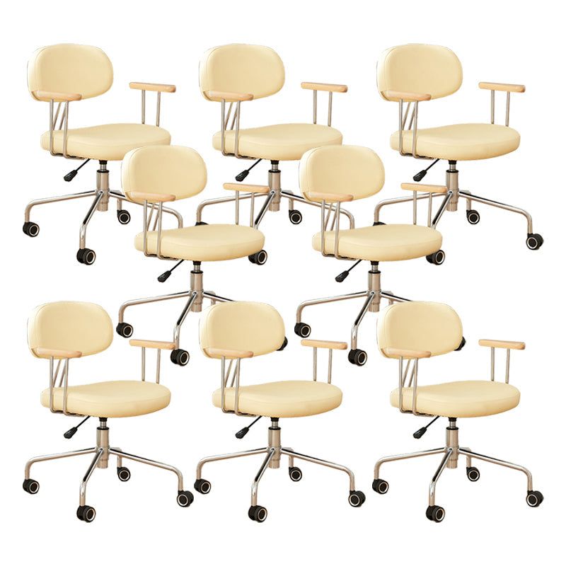 Modernism Fixed Arms Office Chair Desk Chair with Wheels for Home Yellow 8 Piece Set Clearhalo 'furn' 'furn_office_chair' 'Furniture' 'Office Chairs' 'Office Furniture' 'office_chair' 7647935