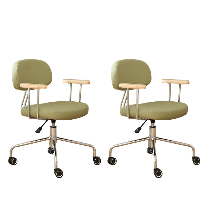 Modernism Fixed Arms Office Chair Desk Chair with Wheels for Home Green 2 Piece Set Clearhalo 'furn' 'furn_office_chair' 'Furniture' 'Office Chairs' 'Office Furniture' 'office_chair' 7647937