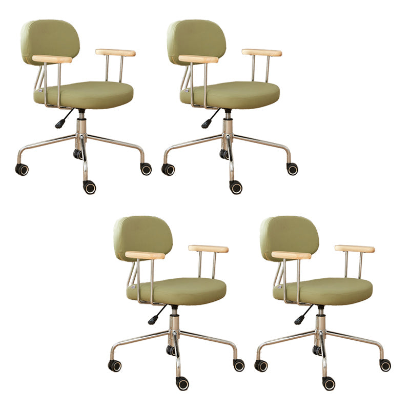 Modernism Fixed Arms Office Chair Desk Chair with Wheels for Home Green 4 Piece Set Clearhalo 'furn' 'furn_office_chair' 'Furniture' 'Office Chairs' 'Office Furniture' 'office_chair' 7647939