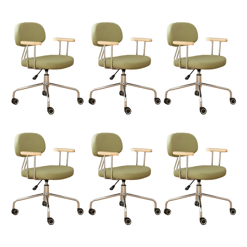 Modernism Fixed Arms Office Chair Desk Chair with Wheels for Home Green 6 Piece Set Clearhalo 'furn' 'furn_office_chair' 'Furniture' 'Office Chairs' 'Office Furniture' 'office_chair' 7647942