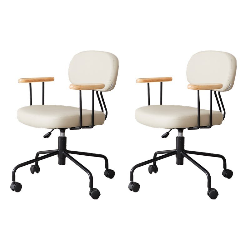 Modernism Fixed Arms Office Chair Desk Chair with Wheels for Home Grey 2 Piece Set Clearhalo 'furn' 'furn_office_chair' 'Furniture' 'Office Chairs' 'Office Furniture' 'office_chair' 7647952