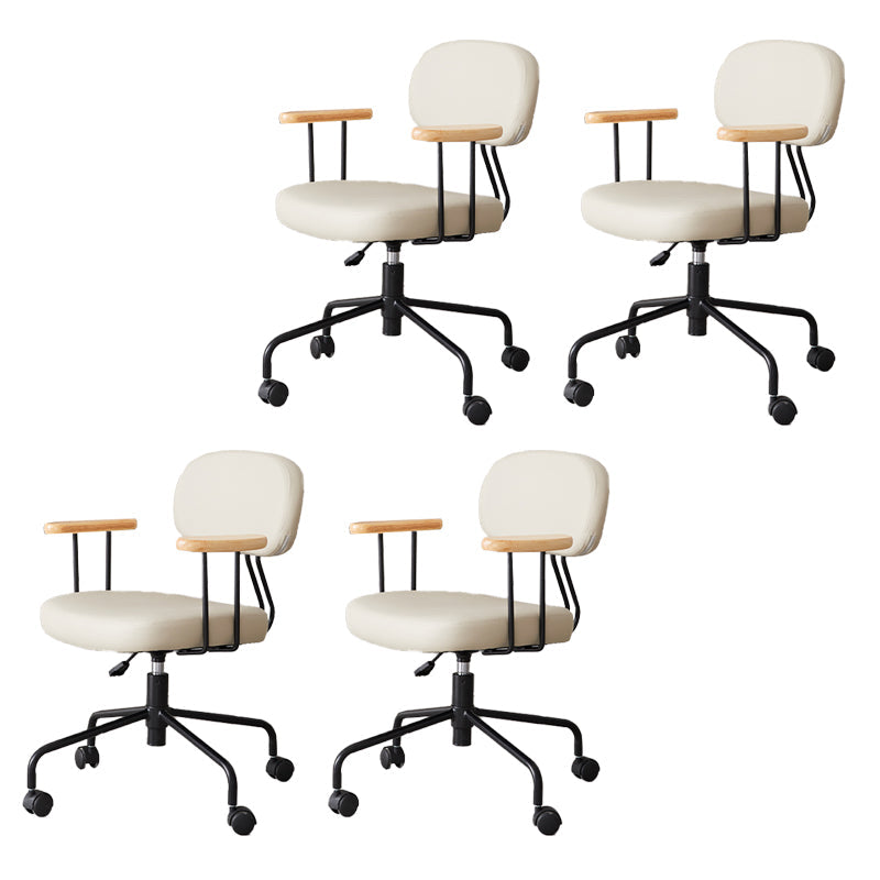 Modernism Fixed Arms Office Chair Desk Chair with Wheels for Home Grey 4 Piece Set Clearhalo 'furn' 'furn_office_chair' 'Furniture' 'Office Chairs' 'Office Furniture' 'office_chair' 7647953