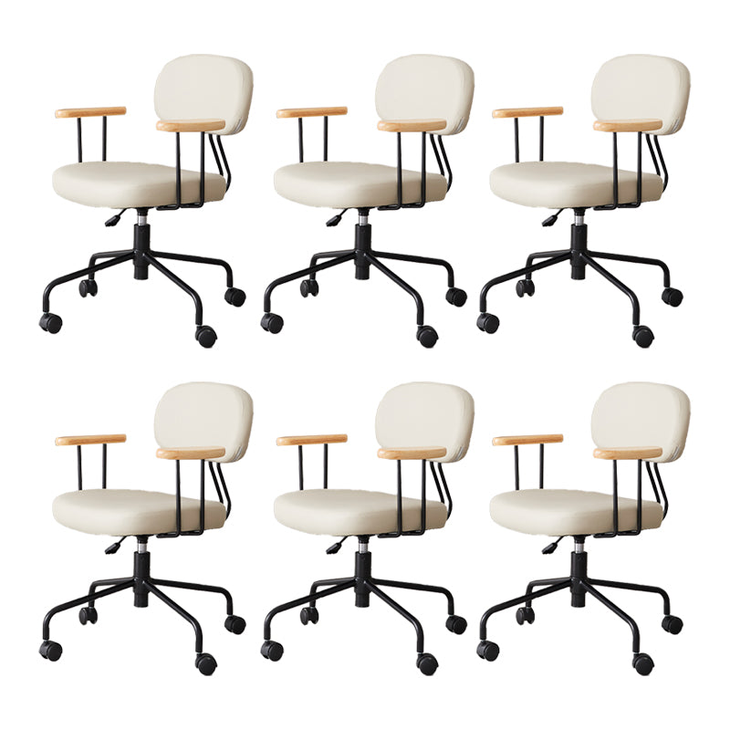 Modernism Fixed Arms Office Chair Desk Chair with Wheels for Home Grey 6 Piece Set Clearhalo 'furn' 'furn_office_chair' 'Furniture' 'Office Chairs' 'Office Furniture' 'office_chair' 7647954