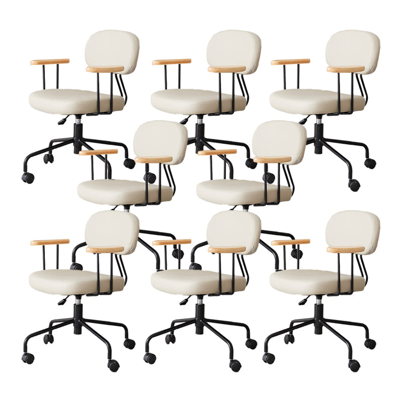 Modernism Fixed Arms Office Chair Desk Chair with Wheels for Home Grey 8 Piece Set Clearhalo 'furn' 'furn_office_chair' 'Furniture' 'Office Chairs' 'Office Furniture' 'office_chair' 7647955