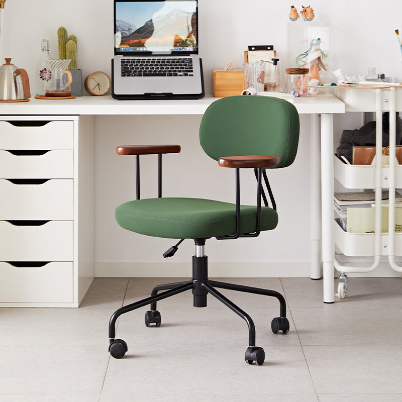 Modernism Fixed Arms Office Chair Desk Chair with Wheels for Home Blackish Green 1 Piece Clearhalo 'furn' 'furn_office_chair' 'Furniture' 'Office Chairs' 'Office Furniture' 'office_chair' 7647956