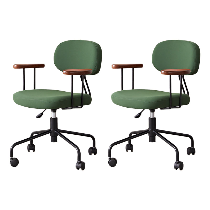 Modernism Fixed Arms Office Chair Desk Chair with Wheels for Home Blackish Green 2 Piece Set Clearhalo 'furn' 'furn_office_chair' 'Furniture' 'Office Chairs' 'Office Furniture' 'office_chair' 7647957