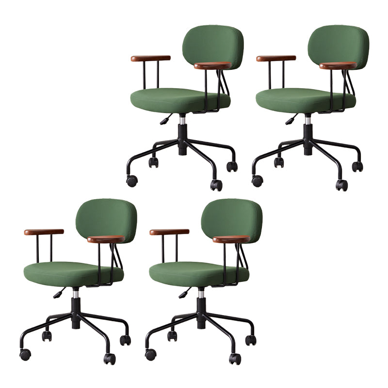 Modernism Fixed Arms Office Chair Desk Chair with Wheels for Home Blackish Green 4 Piece Set Clearhalo 'furn' 'furn_office_chair' 'Furniture' 'Office Chairs' 'Office Furniture' 'office_chair' 7647958