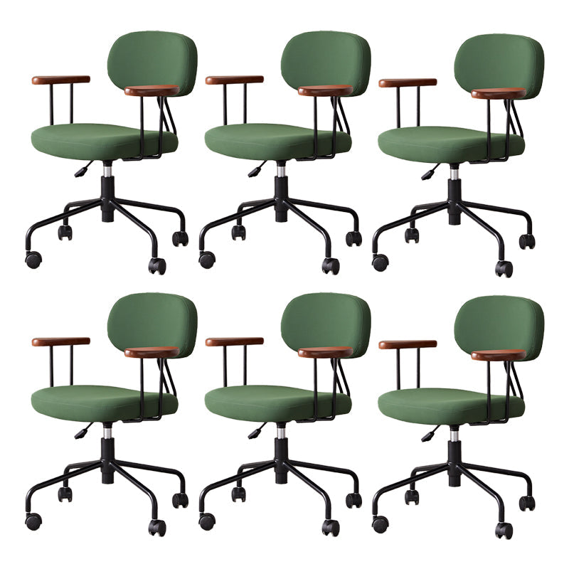 Modernism Fixed Arms Office Chair Desk Chair with Wheels for Home Blackish Green 6 Piece Set Clearhalo 'furn' 'furn_office_chair' 'Furniture' 'Office Chairs' 'Office Furniture' 'office_chair' 7647959