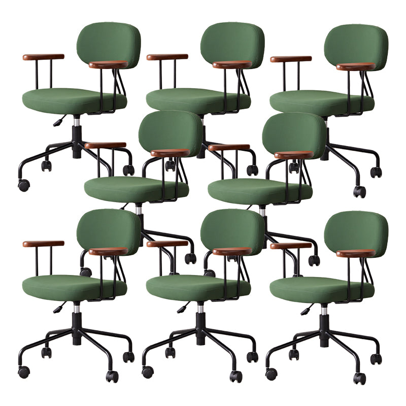 Modernism Fixed Arms Office Chair Desk Chair with Wheels for Home Blackish Green 8 Piece Set Clearhalo 'furn' 'furn_office_chair' 'Furniture' 'Office Chairs' 'Office Furniture' 'office_chair' 7647960