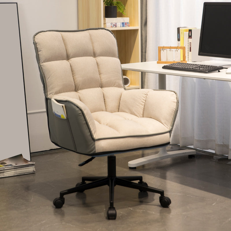Modern No Distressing Office Chair Armless Ergonomic Chair with Wheels Khaki 1 Piece Clearhalo 'furn' 'furn_office_chair' 'Furniture' 'Office Chairs' 'Office Furniture' 'office_chair' 7647973
