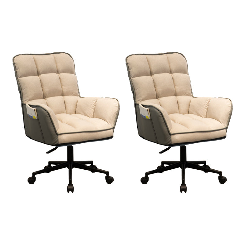Modern No Distressing Office Chair Armless Ergonomic Chair with Wheels Khaki 2 Piece Set Clearhalo 'furn' 'furn_office_chair' 'Furniture' 'Office Chairs' 'Office Furniture' 'office_chair' 7647975