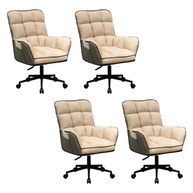 Modern No Distressing Office Chair Armless Ergonomic Chair with Wheels Khaki 4 Piece Set Clearhalo 'furn' 'furn_office_chair' 'Furniture' 'Office Chairs' 'Office Furniture' 'office_chair' 7647977