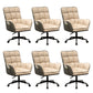 Modern No Distressing Office Chair Armless Ergonomic Chair with Wheels Khaki 6 Piece Set Clearhalo 'furn' 'furn_office_chair' 'Furniture' 'Office Chairs' 'Office Furniture' 'office_chair' 7647978