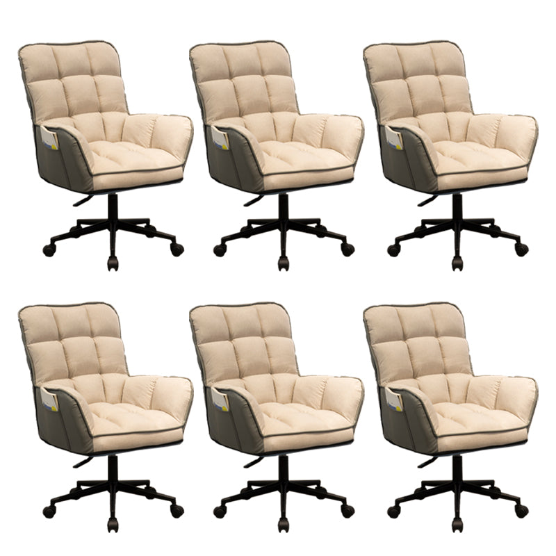 Modern No Distressing Office Chair Armless Ergonomic Chair with Wheels Khaki 6 Piece Set Clearhalo 'furn' 'furn_office_chair' 'Furniture' 'Office Chairs' 'Office Furniture' 'office_chair' 7647978