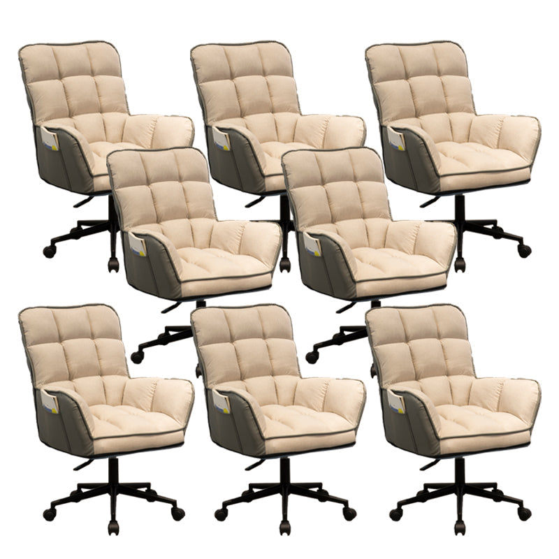 Modern No Distressing Office Chair Armless Ergonomic Chair with Wheels Khaki 8 Piece Set Clearhalo 'furn' 'furn_office_chair' 'Furniture' 'Office Chairs' 'Office Furniture' 'office_chair' 7647980
