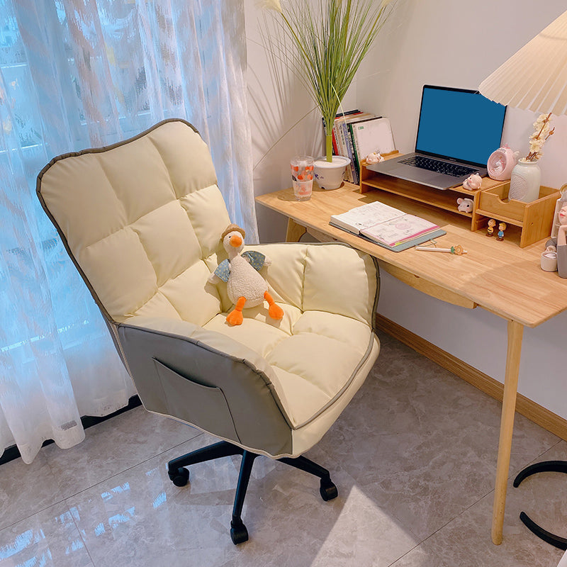 Modern No Distressing Office Chair Armless Ergonomic Chair with Wheels Off-White 1 Piece Clearhalo 'furn' 'furn_office_chair' 'Furniture' 'Office Chairs' 'Office Furniture' 'office_chair' 7647982