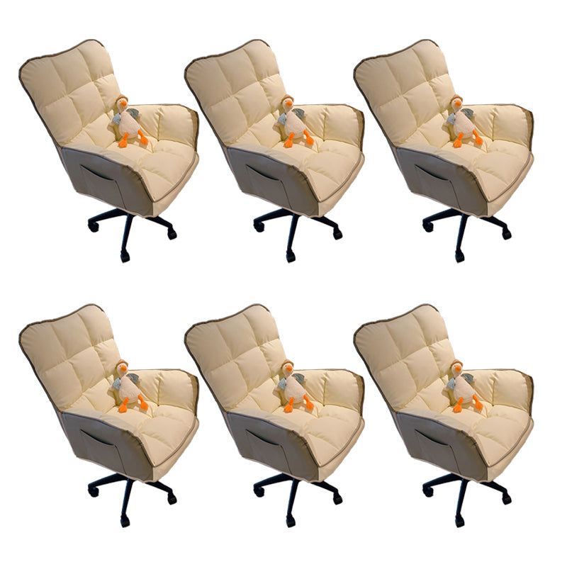 Modern No Distressing Office Chair Armless Ergonomic Chair with Wheels Off-White 6 Piece Set Clearhalo 'furn' 'furn_office_chair' 'Furniture' 'Office Chairs' 'Office Furniture' 'office_chair' 7647985