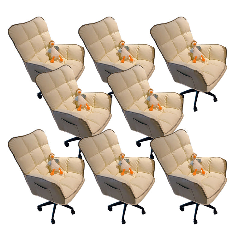 Modern No Distressing Office Chair Armless Ergonomic Chair with Wheels Off-White 8 Piece Set Clearhalo 'furn' 'furn_office_chair' 'Furniture' 'Office Chairs' 'Office Furniture' 'office_chair' 7647986