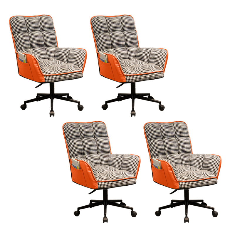 Modern No Distressing Office Chair Armless Ergonomic Chair with Wheels Orange 4 Piece Set Clearhalo 'furn' 'furn_office_chair' 'Furniture' 'Office Chairs' 'Office Furniture' 'office_chair' 7647989