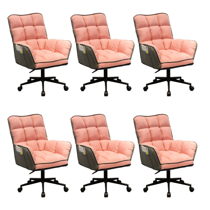 Modern No Distressing Office Chair Armless Ergonomic Chair with Wheels Pink 6 Piece Set Clearhalo 'furn' 'furn_office_chair' 'Furniture' 'Office Chairs' 'Office Furniture' 'office_chair' 7647995