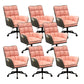 Modern No Distressing Office Chair Armless Ergonomic Chair with Wheels Pink 8 Piece Set Clearhalo 'furn' 'furn_office_chair' 'Furniture' 'Office Chairs' 'Office Furniture' 'office_chair' 7647996