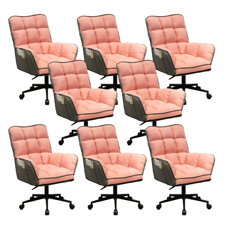 Modern No Distressing Office Chair Armless Ergonomic Chair with Wheels Pink 8 Piece Set Clearhalo 'furn' 'furn_office_chair' 'Furniture' 'Office Chairs' 'Office Furniture' 'office_chair' 7647996