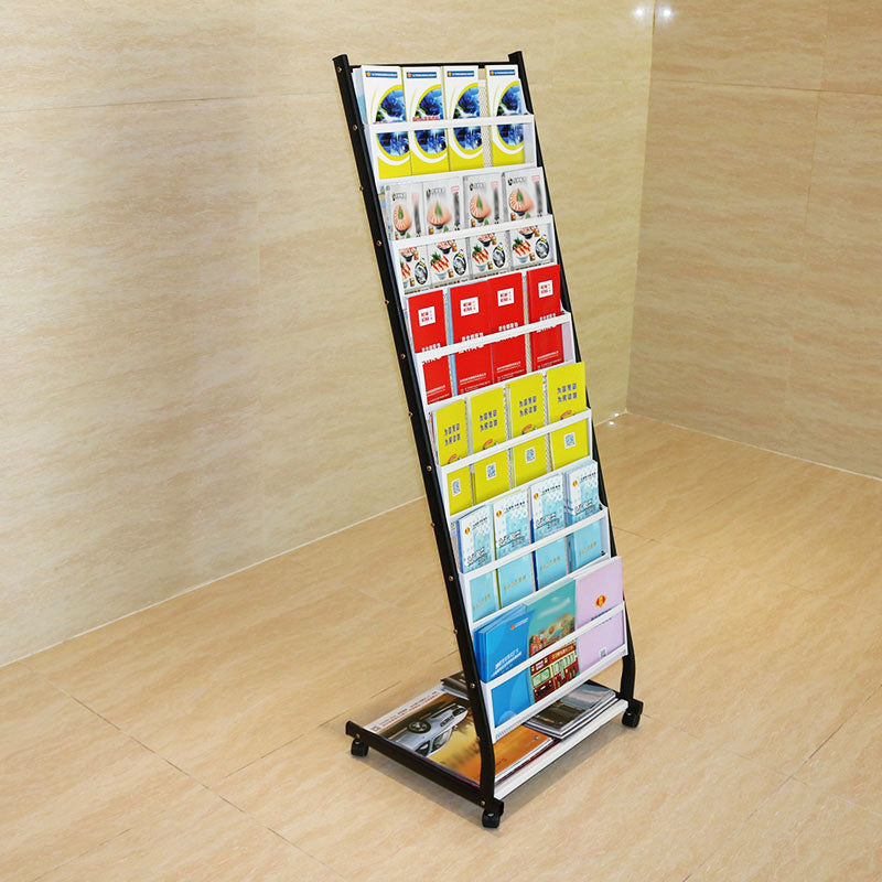 Zeitgenössischer vertikales Metall -Bücherregal geschlossen Back -Bücherregal mit Regalen