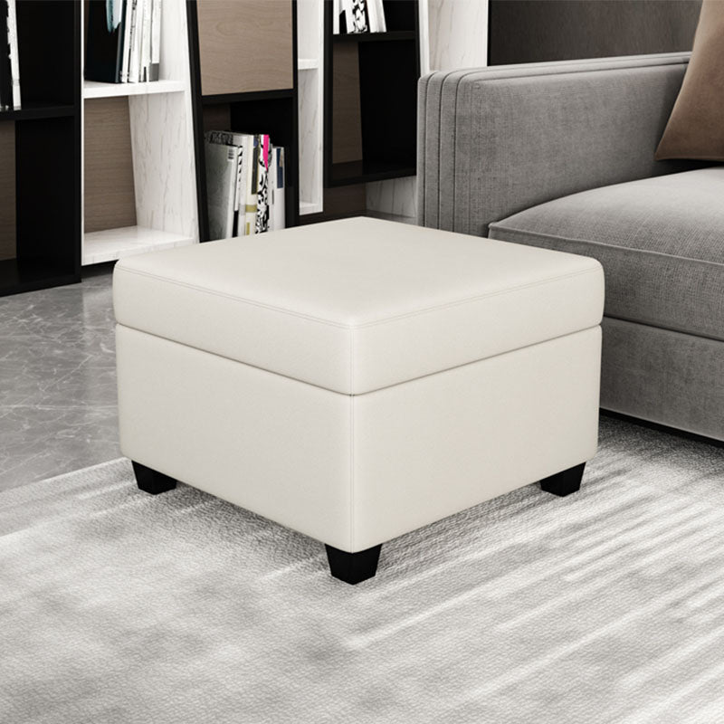 Contemporary Storage Ottomans Square Leather Storage Ottomans with Legs Off-White 1 Piece Clearhalo 'furn' 'furn_ottomans_poufs' 'Furniture' 'Living Room Furniture' 'Ottomans & Poufs' 'ottomans_poufs' 7648286