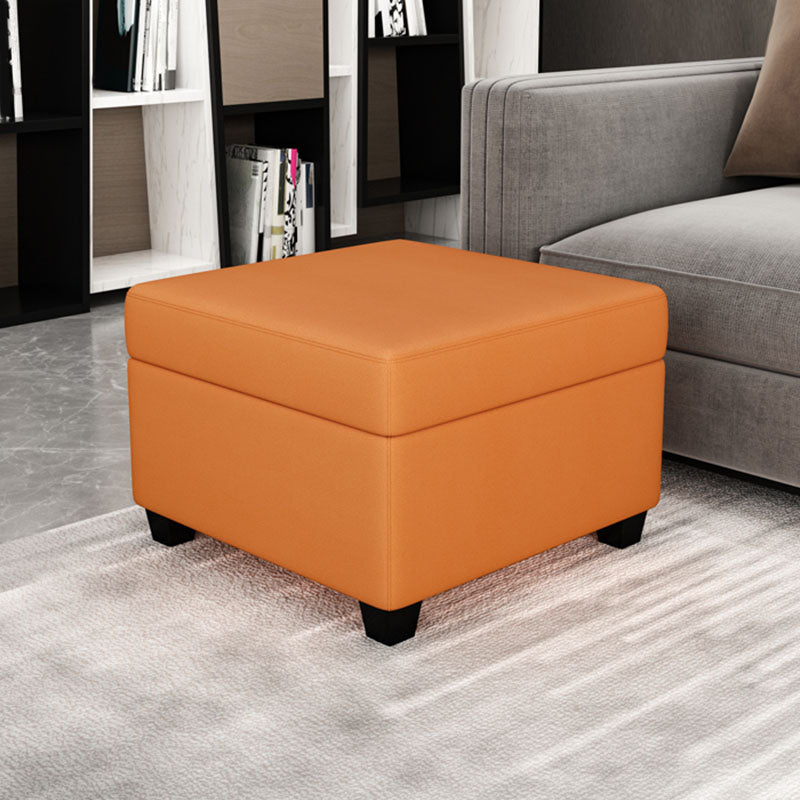 Contemporary Storage Ottomans Square Leather Storage Ottomans with Legs Orange 1 Piece Clearhalo 'furn' 'furn_ottomans_poufs' 'Furniture' 'Living Room Furniture' 'Ottomans & Poufs' 'ottomans_poufs' 7648288