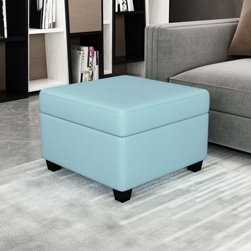 Contemporary Storage Ottomans Square Leather Storage Ottomans with Legs Blue 1 Piece Clearhalo 'furn' 'furn_ottomans_poufs' 'Furniture' 'Living Room Furniture' 'Ottomans & Poufs' 'ottomans_poufs' 7648293