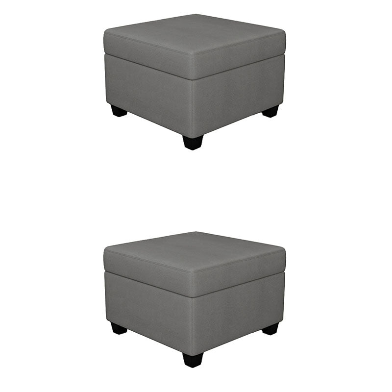 Contemporary Storage Ottomans Square Leather Storage Ottomans with Legs Dark Gray 2 Piece Set Clearhalo 'furn' 'furn_ottomans_poufs' 'Furniture' 'Living Room Furniture' 'Ottomans & Poufs' 'ottomans_poufs' 7648295